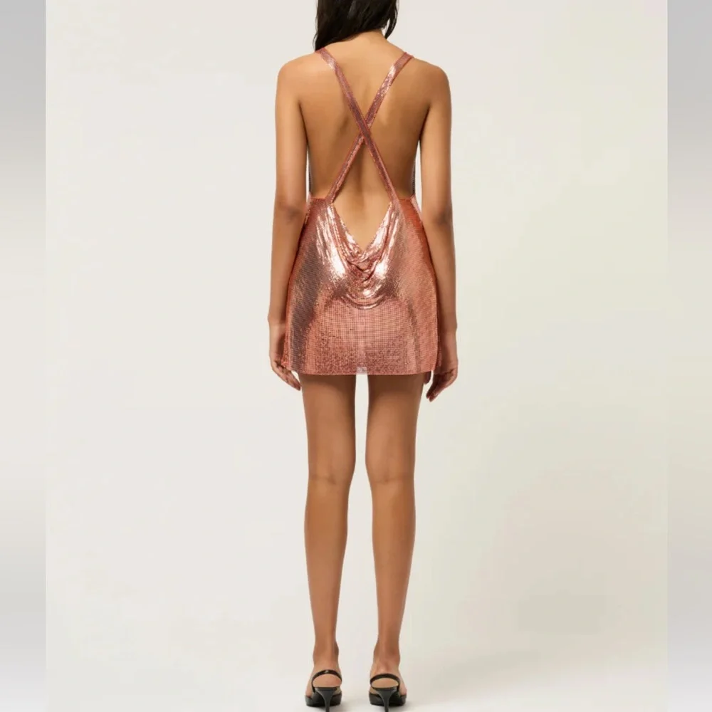Michael Lo Sordo CROSS DRAPE CHAINMAIL MINI DRESS NWT Size AU10 US Medium - Picture 4 of 10